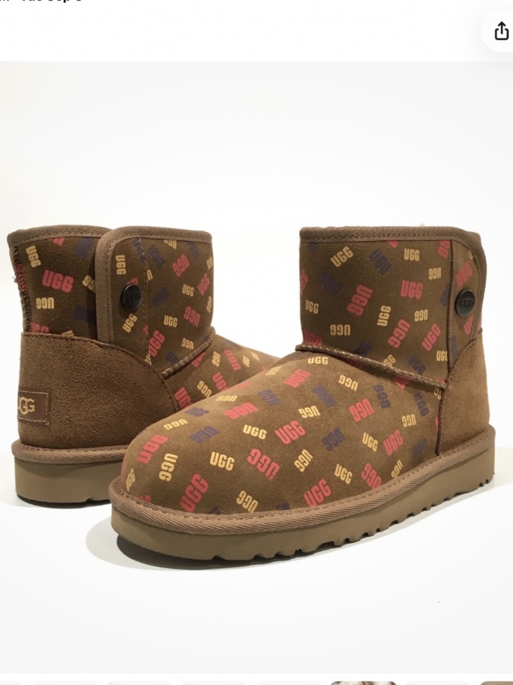 UGG Jona Confetti Print Suede Boots in Chestnut sz 8 Toddler EUC $85R